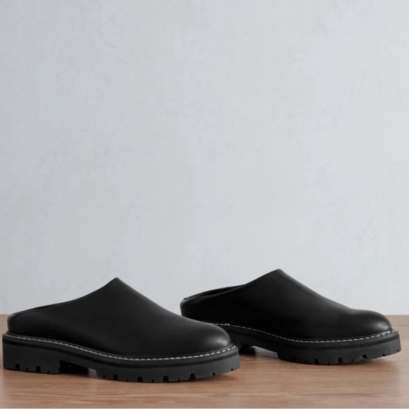 Jenni Kayne Leather Lug Mule Chunky Slip On Casual Classic Minimalist Black 40 - Picture 5 of 16